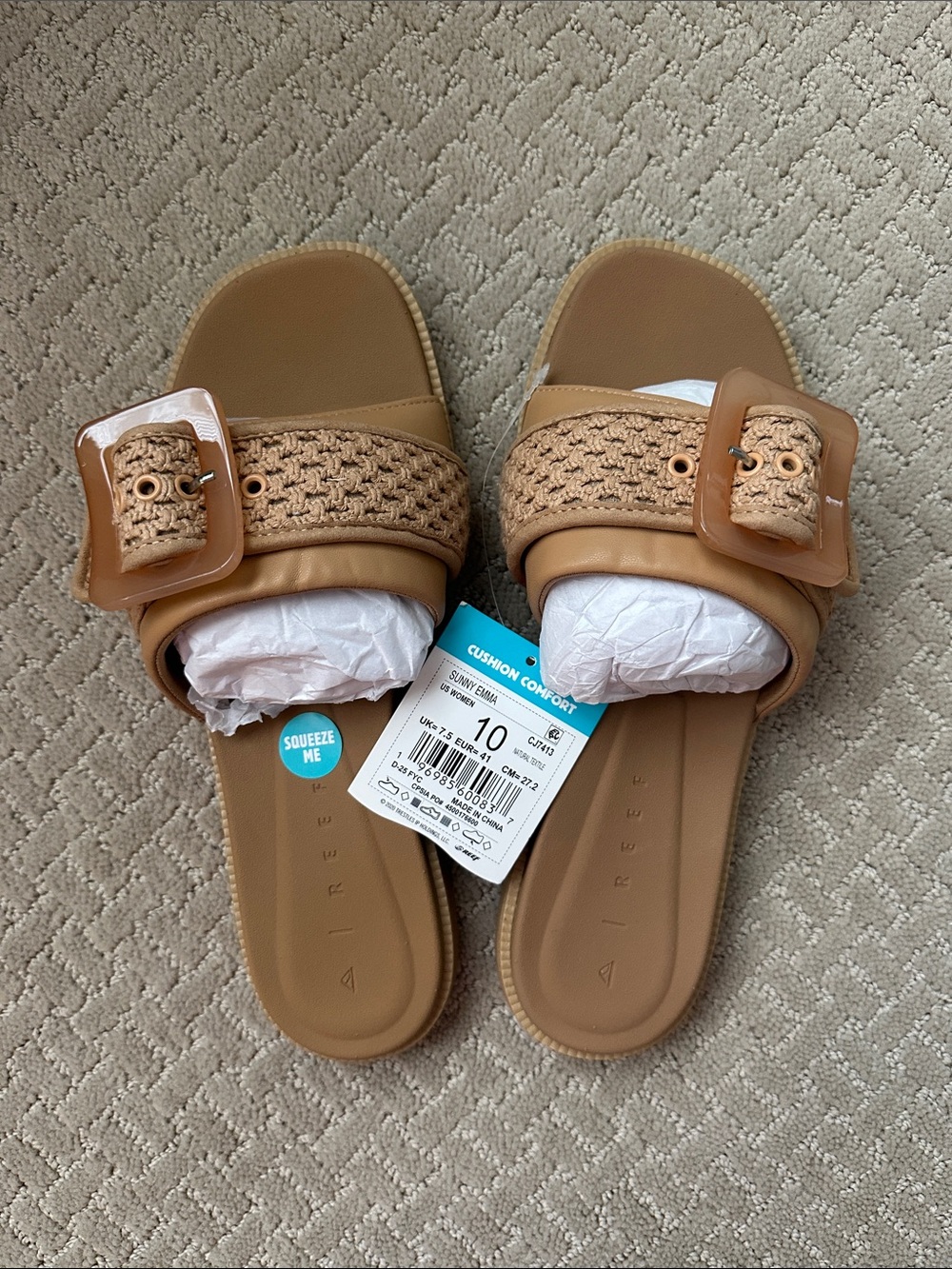 Reef Sunny Emma Tan Woven Buckle Slide